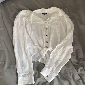 white button up tie top